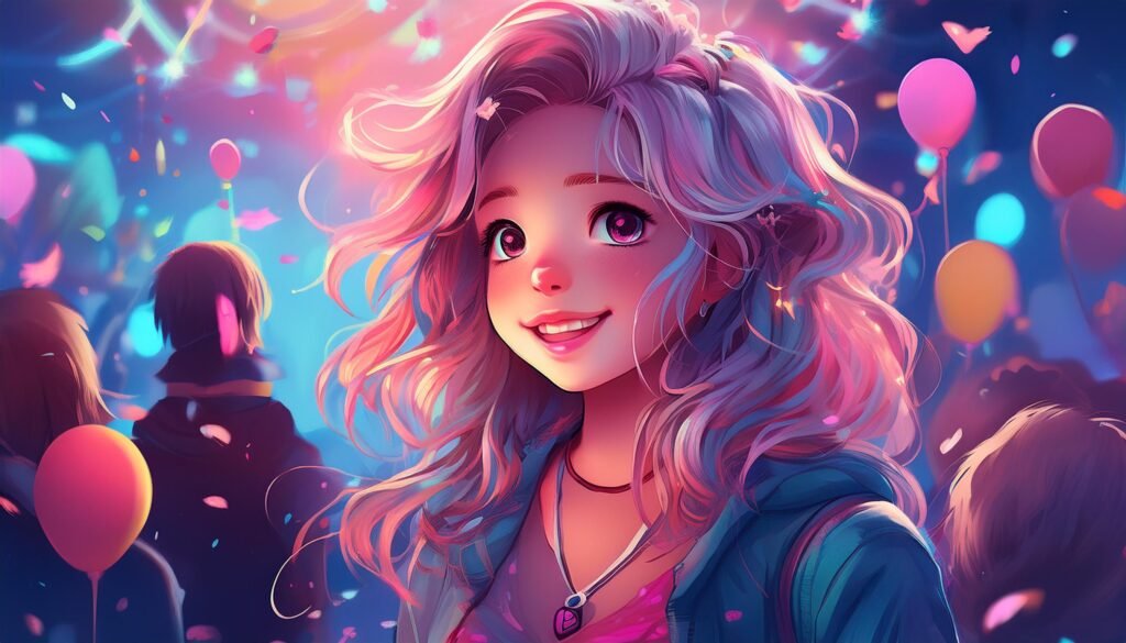 Menina em festa de aniverário