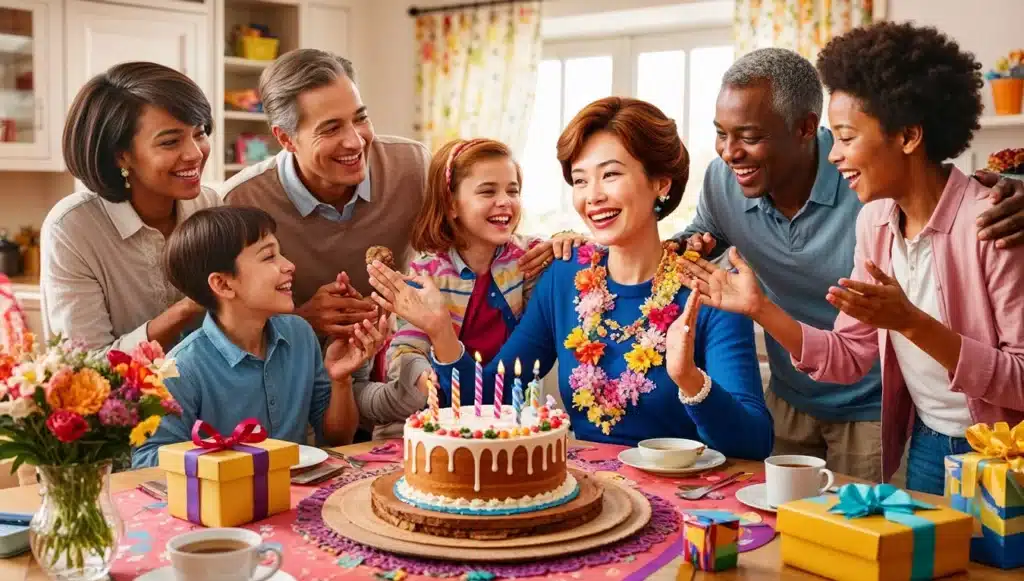 Mensagens de Aniversário para Tia, pessoas reunidas festejando