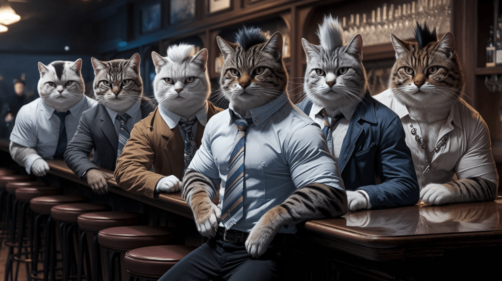 GATOS SENTADOS EM UM AR, DISCUTINDO NOMES PARA GATOS MACHOS